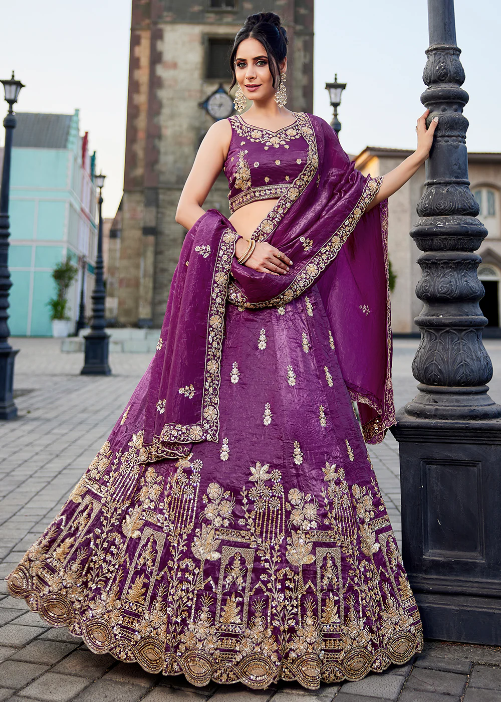 Burgundy Handwork Embroidered Designer Wedding Lehenga Choli - Image 7
