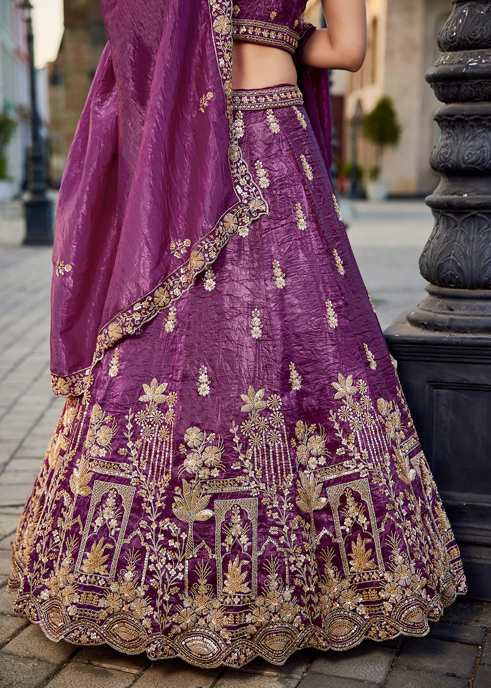 Burgundy Handwork Embroidered Designer Wedding Lehenga Choli - Image 8