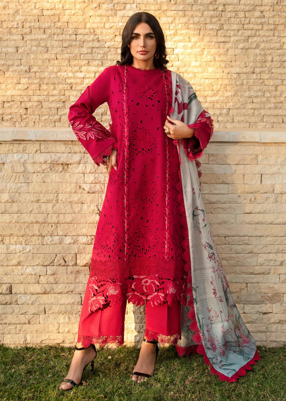 Carnation Summer Lawn Collection '24 by Rang Rasiya | SCARLET - Image 3