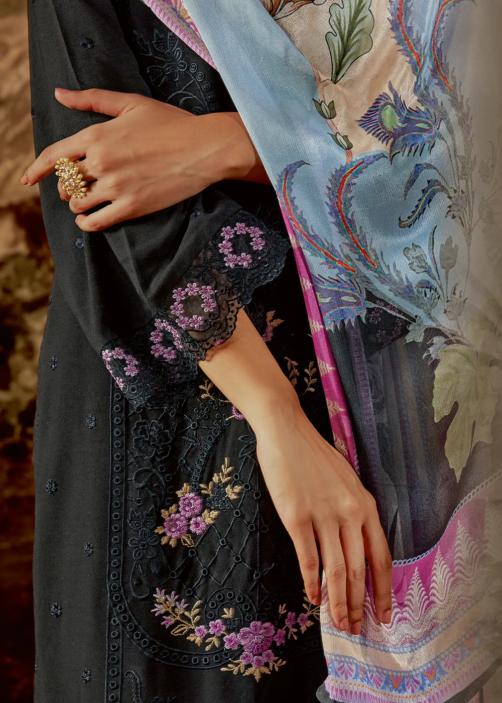 Charming Black Parsi Style Embroidered Festive Salwar Suit - Image 4