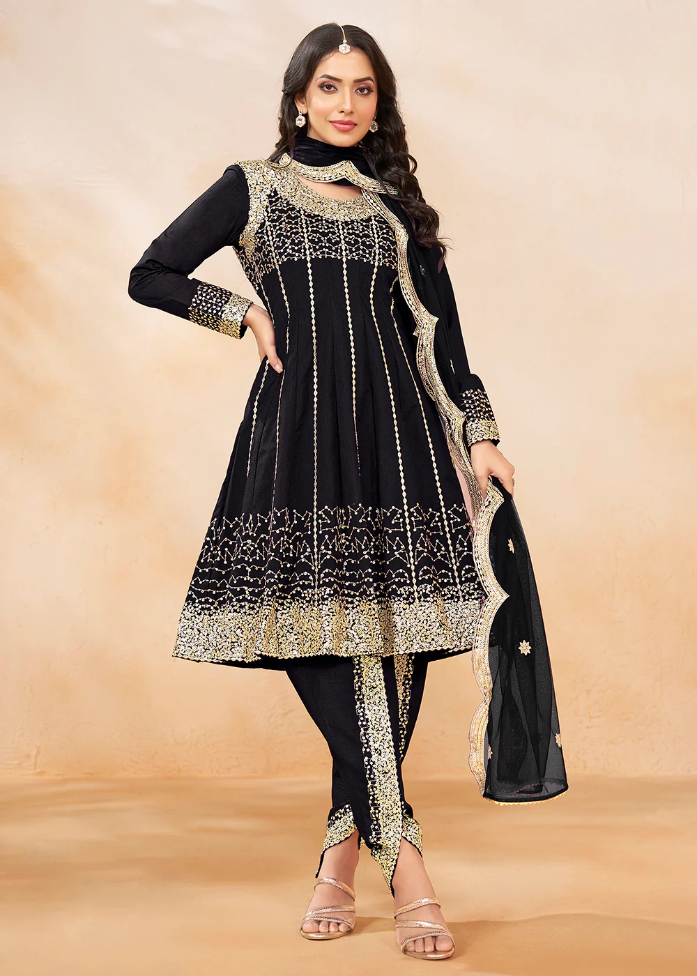 Charming Black Punjabi Dhoti Style Festive Party Suit - Image 4