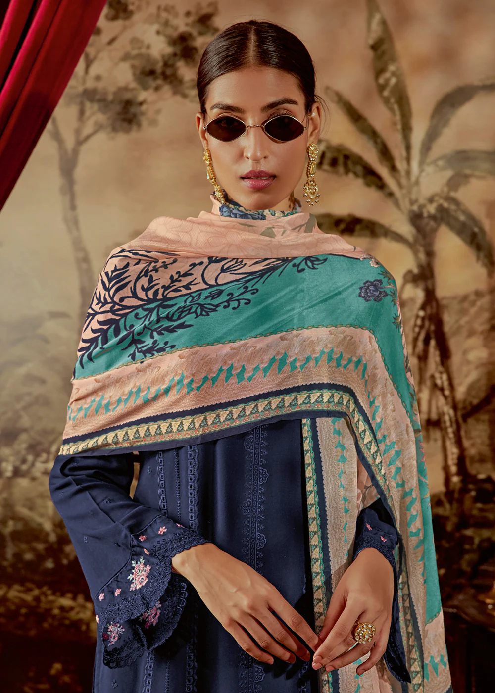 Charming Blue Parsi Style Embroidered Festive Salwar Suit - Image 2