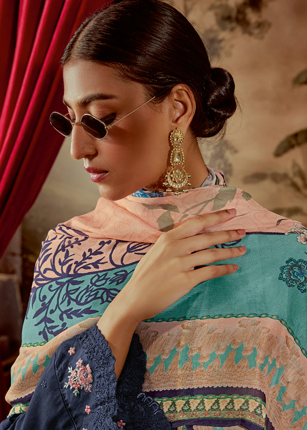 Charming Blue Parsi Style Embroidered Festive Salwar Suit - Image 4