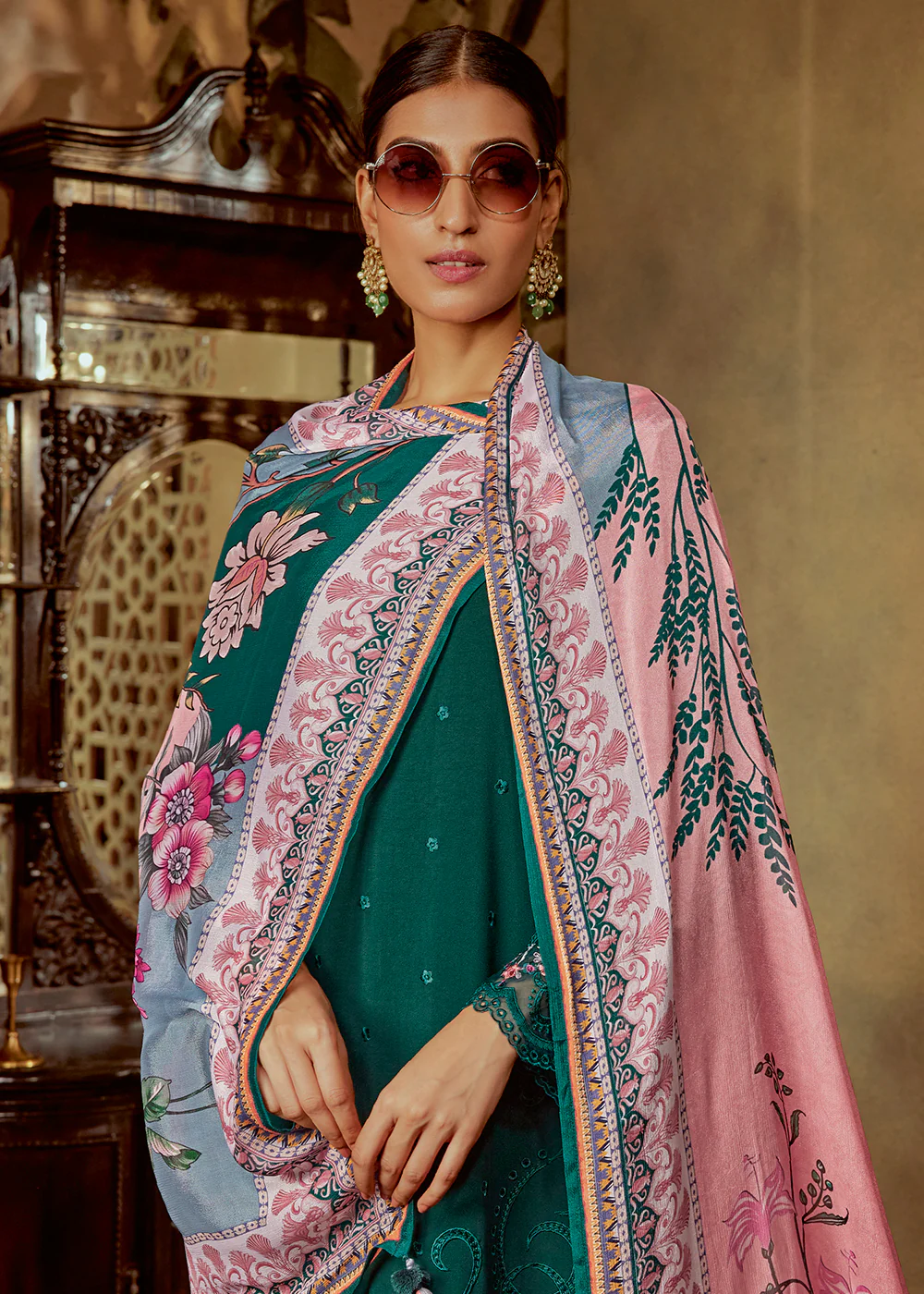 Charming Green Parsi Style Embroidered Festive Salwar Suit - Image 2