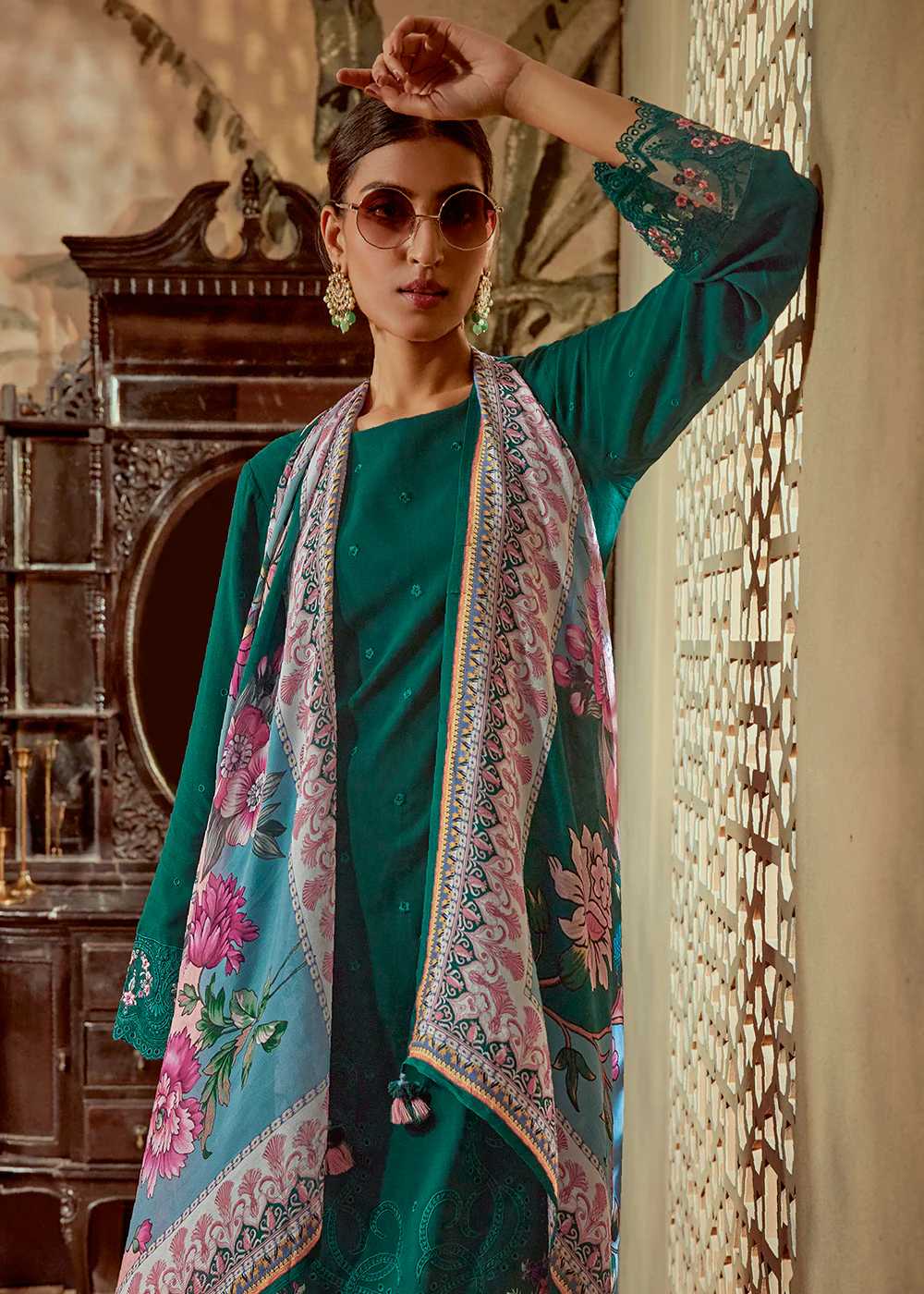 Charming Green Parsi Style Embroidered Festive Salwar Suit - Image 4
