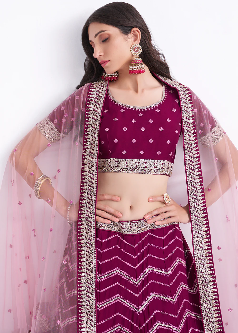 Charming Magenta Wedding Style Designer Bridal Lehenga Choli - Image 2