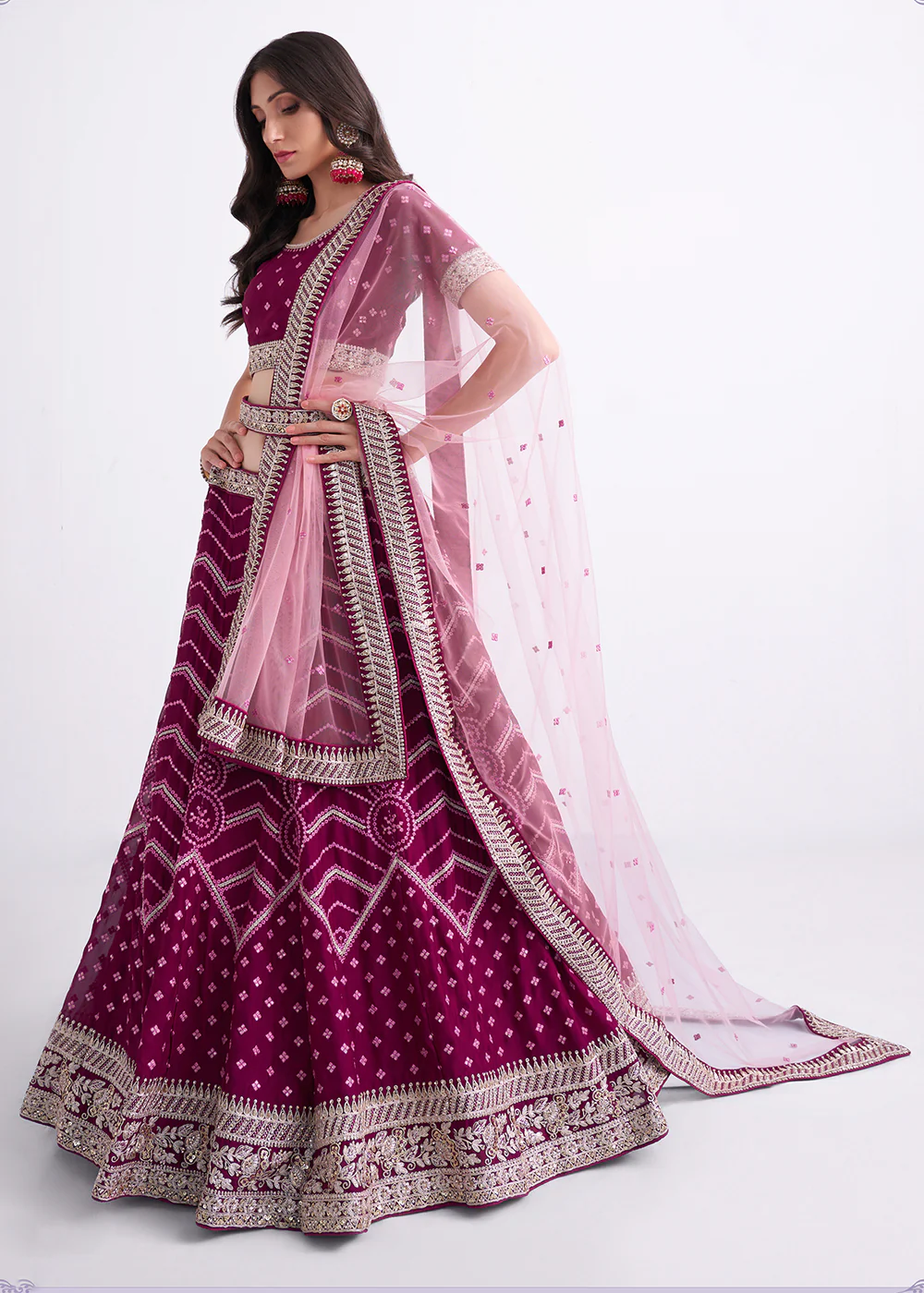 Charming Magenta Wedding Style Designer Bridal Lehenga Choli - Image 3