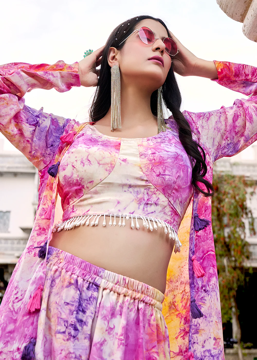 Charming Purple Printed Koti Style Co-Ords Indo-Western Suit - Image 2