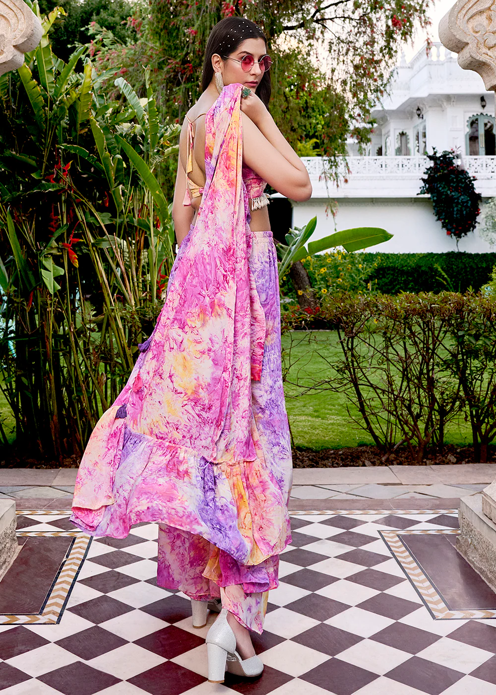 Charming Purple Printed Koti Style Co-Ords Indo-Western Suit - Image 3