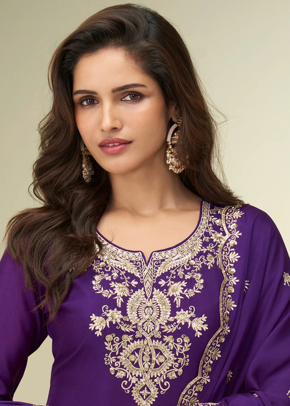Charming Purple Sangeet Wear Palazzo Style Suit - Image 2