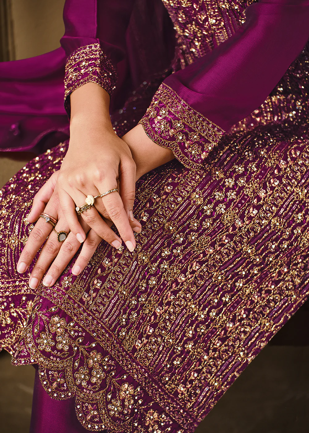 Charming Purple Two Tone Georgette Party Wear Salwar Suit - Image 3