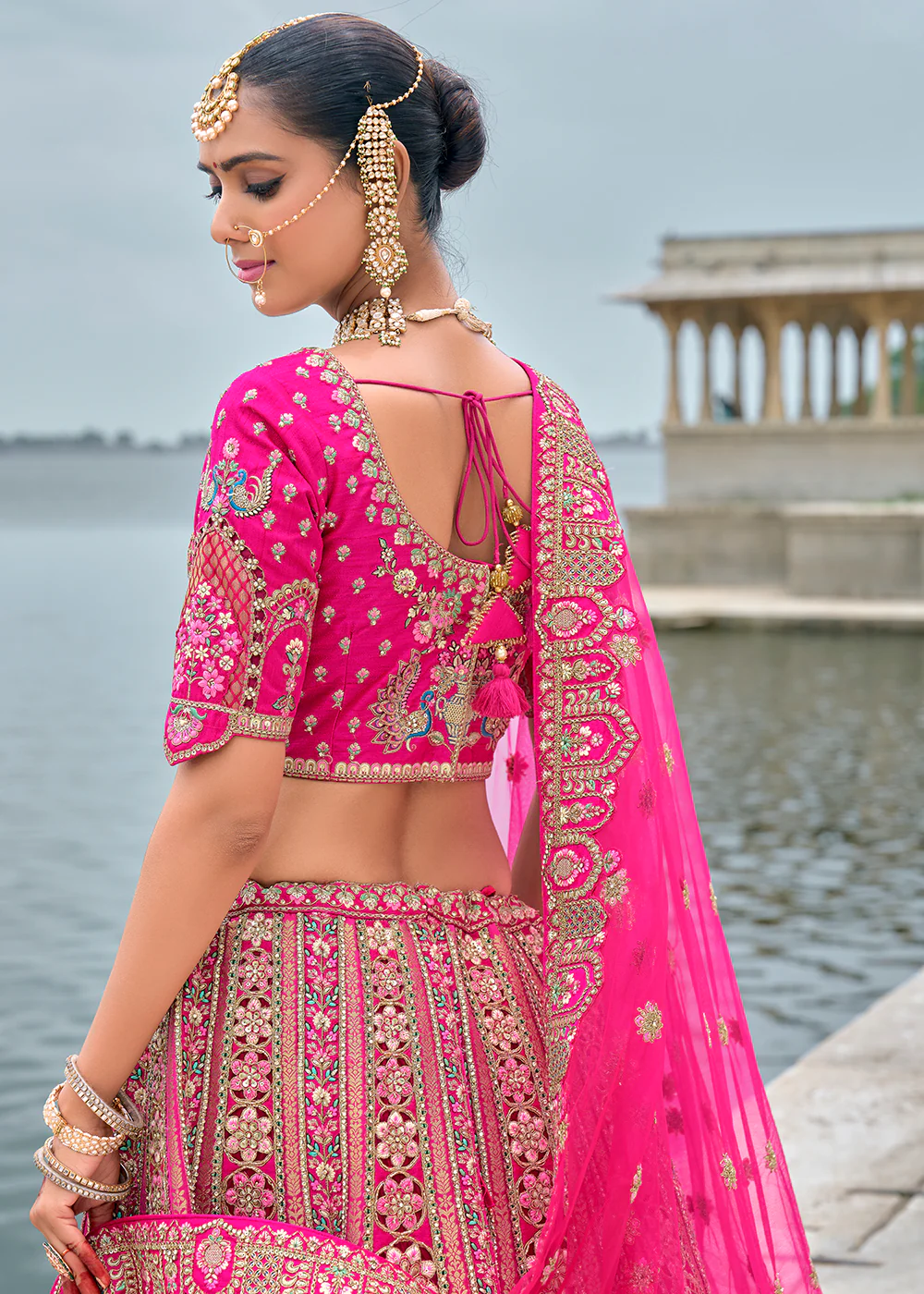 Charming Rani Silk Embroidered Bridal Wear Lehenga Choli - Image 3