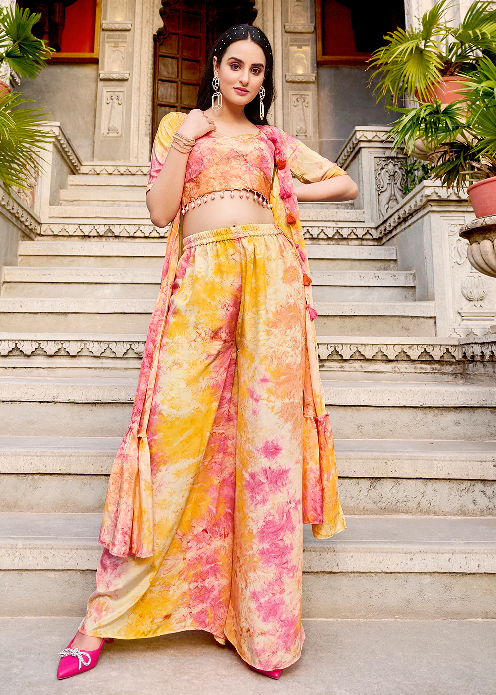 Charming Yellow Printed Koti Style Co-Ords Indo-Western Suit