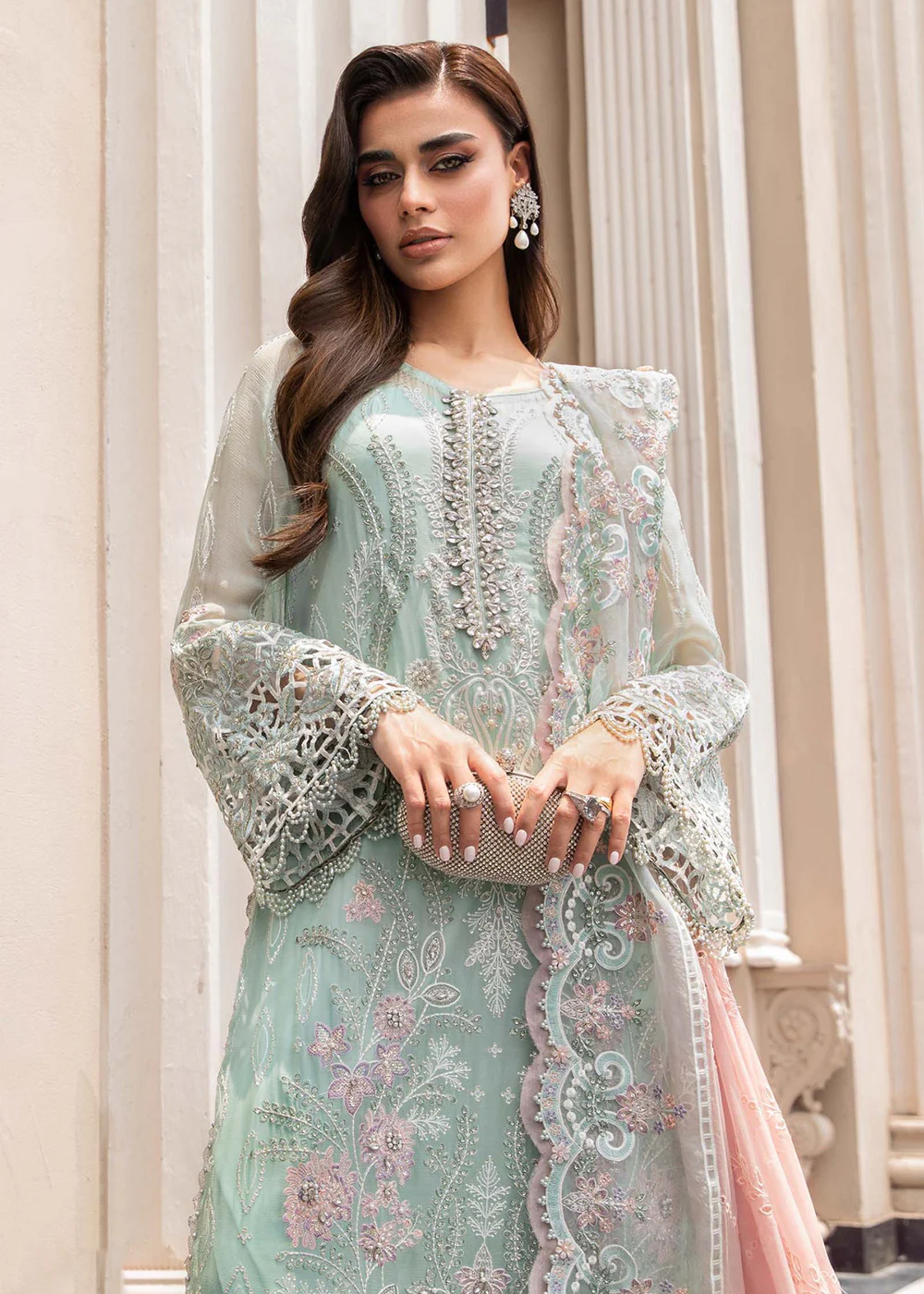 Chiffon Formals 2023 by Maria B | MPC-23-104 Mint Green - Image 2