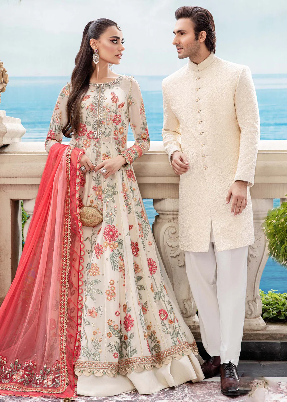 Chiffon Formals 2023 by Maria B | MPC-23-106 Cloud White Floral - Image 5