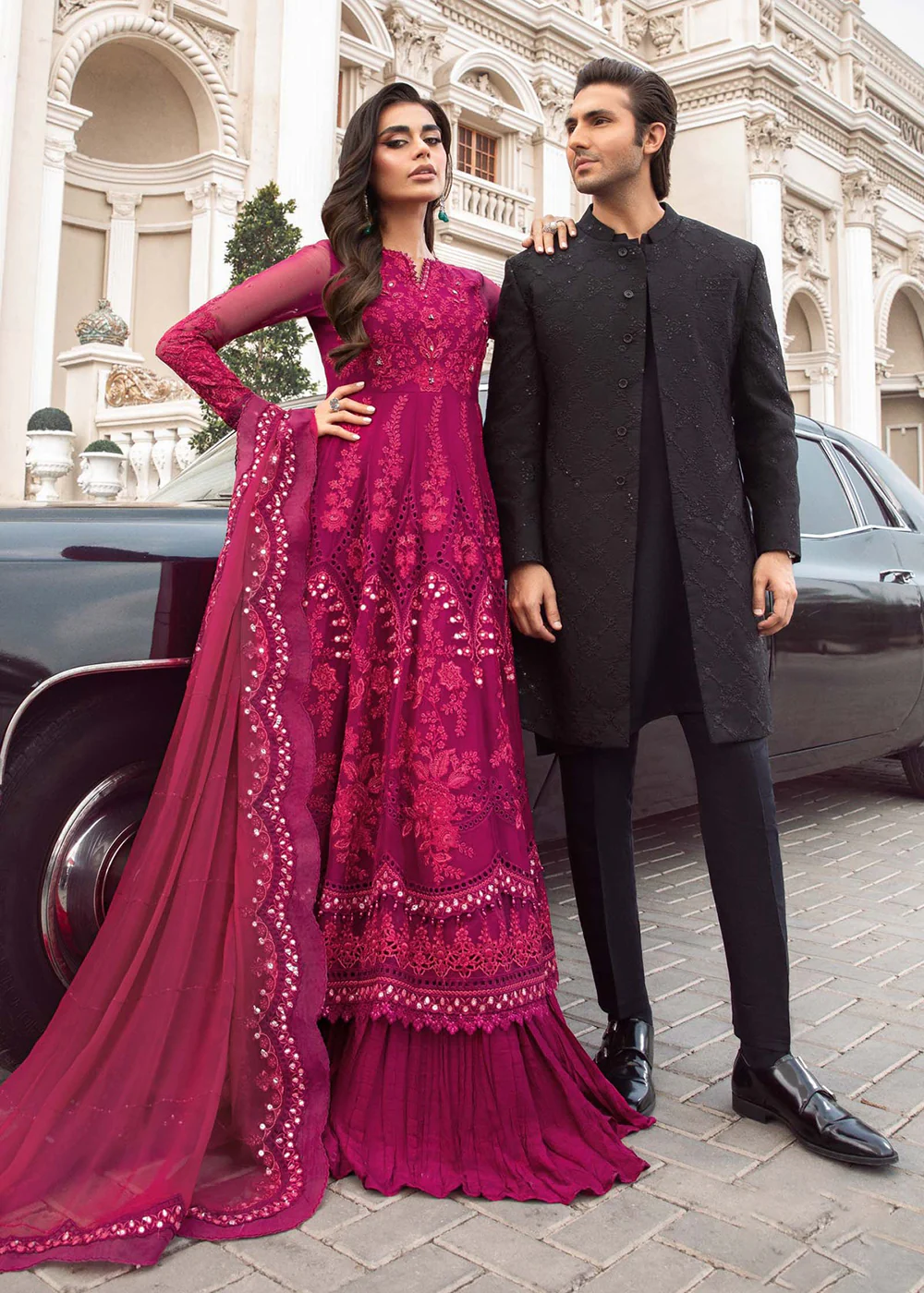 Chiffon Formals 2023 by Maria B | MPC-23-107 Magenta Pink - Image 6