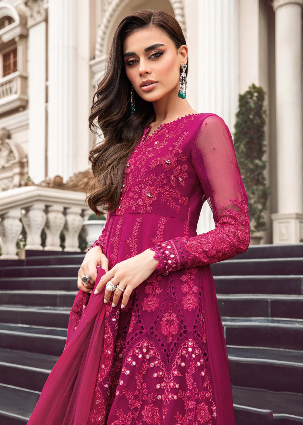 Chiffon Formals 2023 by Maria B | MPC-23-107 Magenta Pink - Image 8