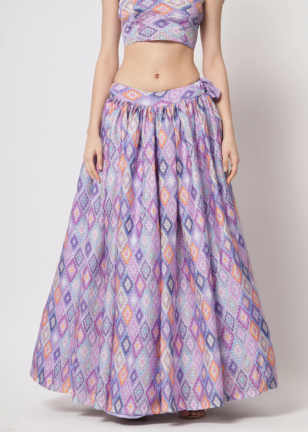 Chinon Silk Lavender Sequins & Printed Wedding Party Lehenga Choli - Image 5