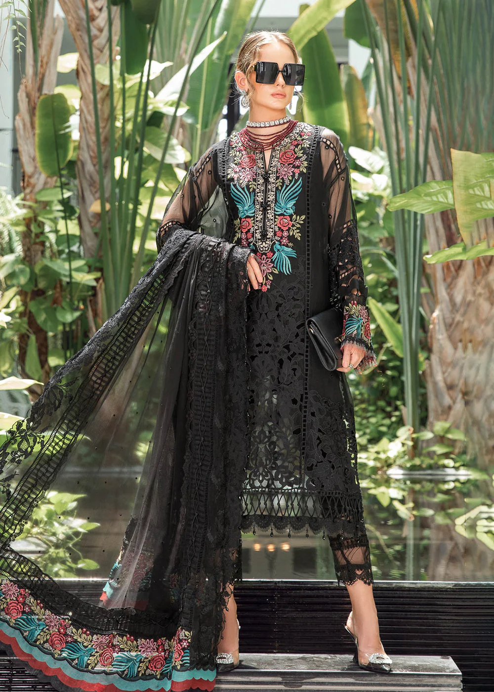 Classy Black Embroidered Suit - Maria B Lawn Eid Collection 2023 - EL-23-04
