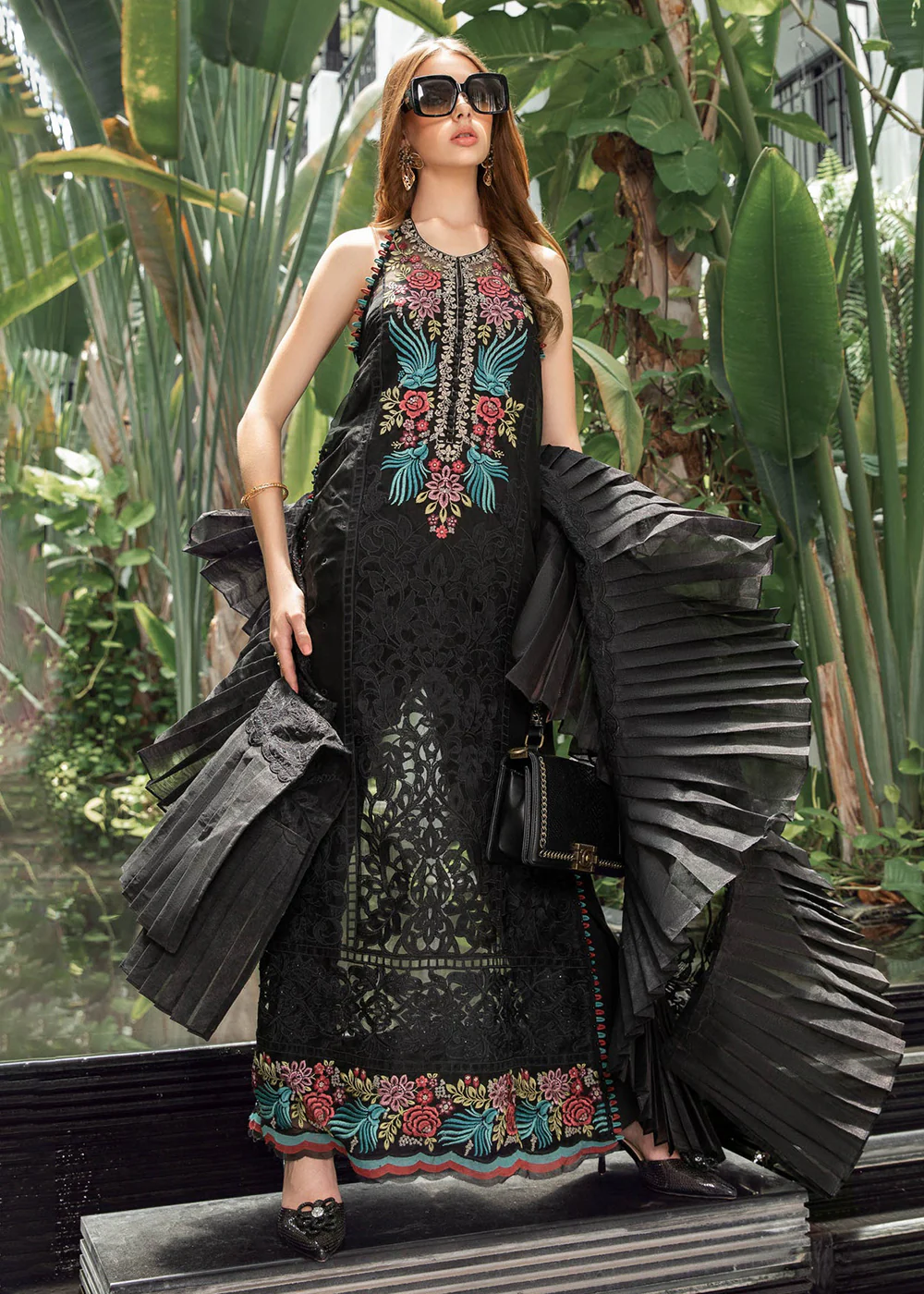 Classy Black Embroidered Suit - Maria B Lawn Eid Collection 2023 - EL-23-04 - Image 3