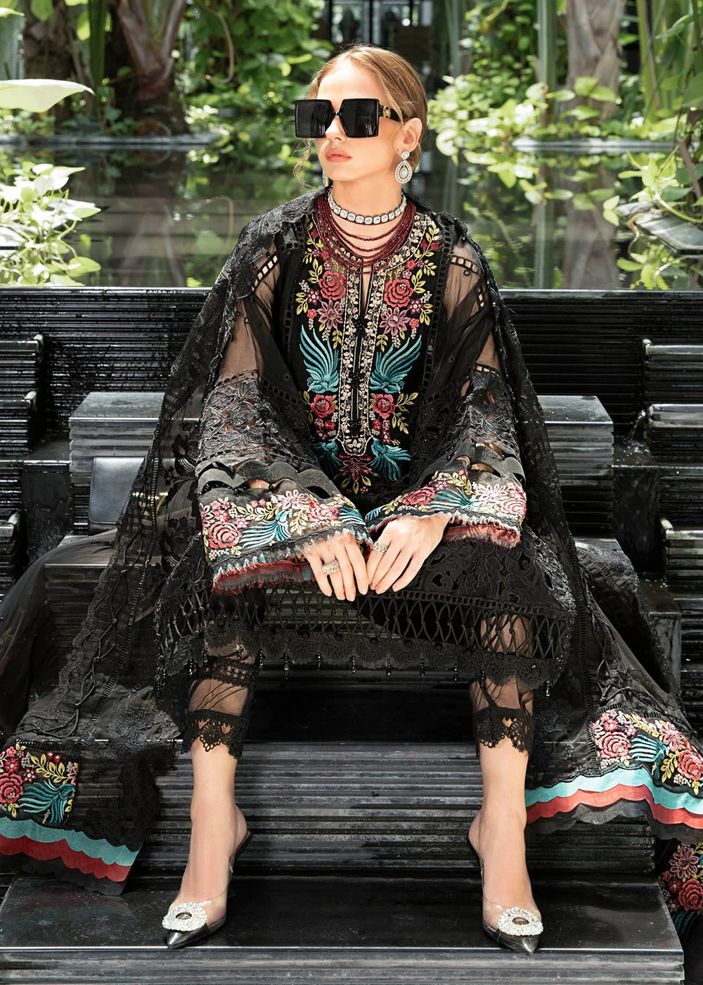 Classy Black Embroidered Suit - Maria B Lawn Eid Collection 2023 - EL-23-04 - Image 4