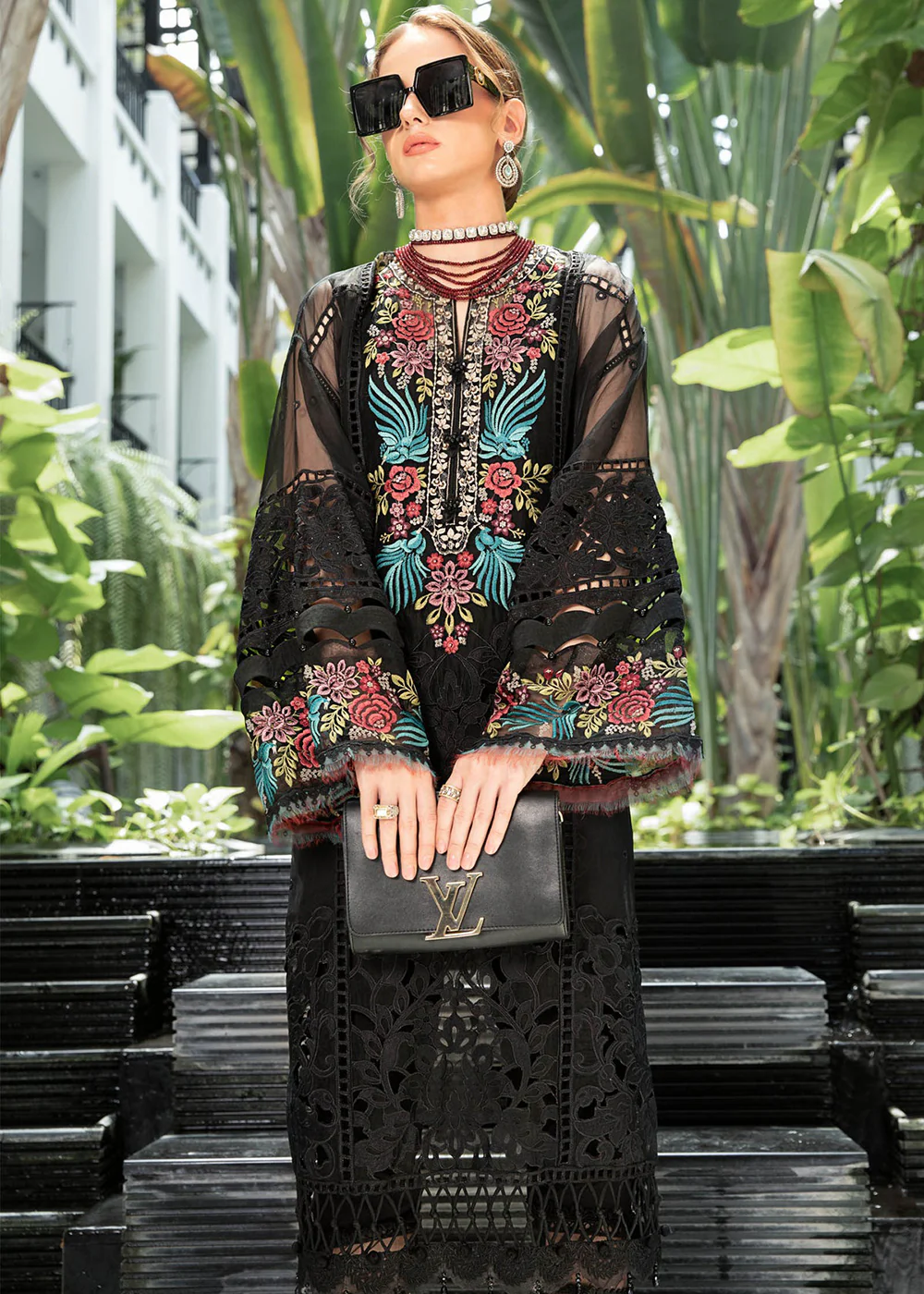 Classy Black Embroidered Suit - Maria B Lawn Eid Collection 2023 - EL-23-04 - Image 6
