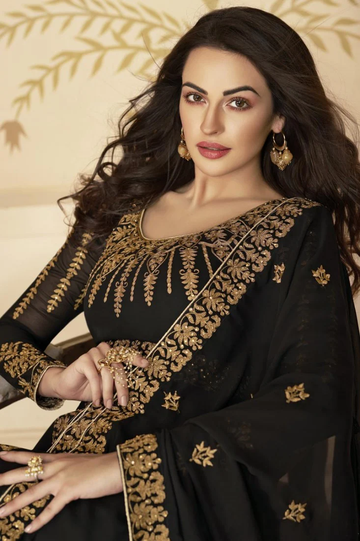 Classy Black Front Slit Party Wear Anarkali Suit - Image 2