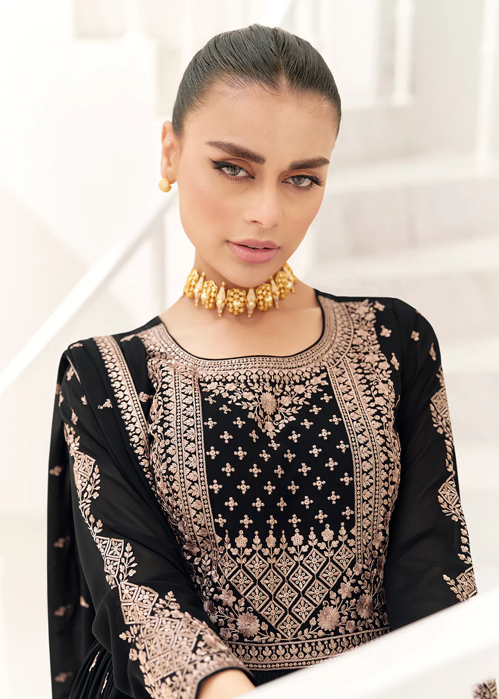 Classy Black Real Georgette Party Style Anarkali Suit - Image 2