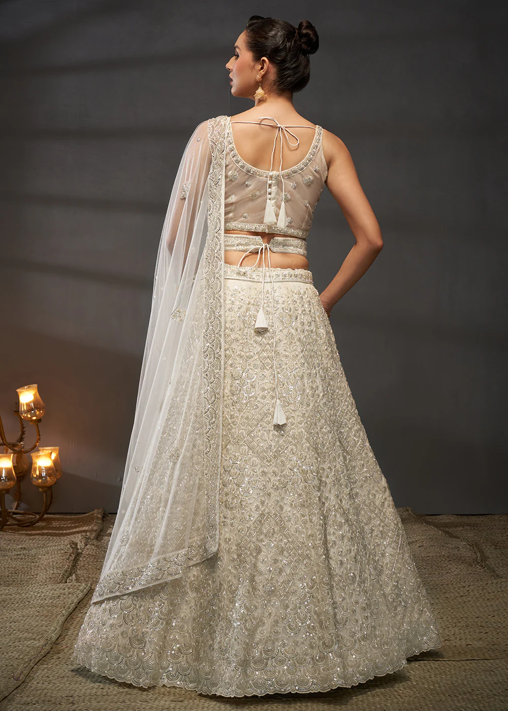 Cream Cut Dana & Zarkan Embroidered Bridal Lehenga Choli - Image 3