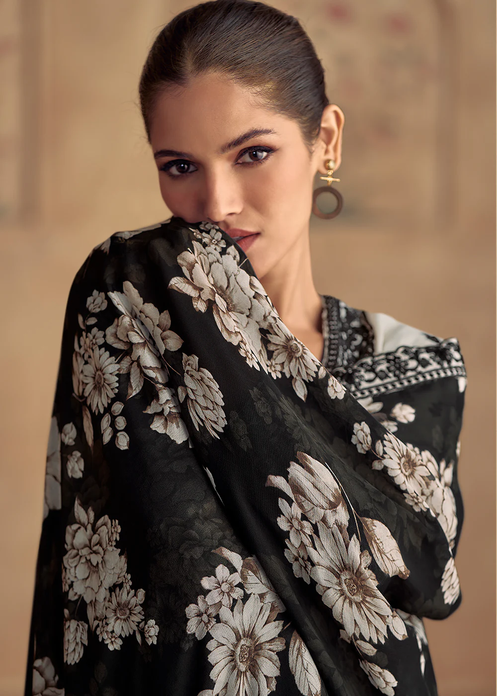 Cream Embroidered Lucknowi Style Palazzo Suit - Image 7