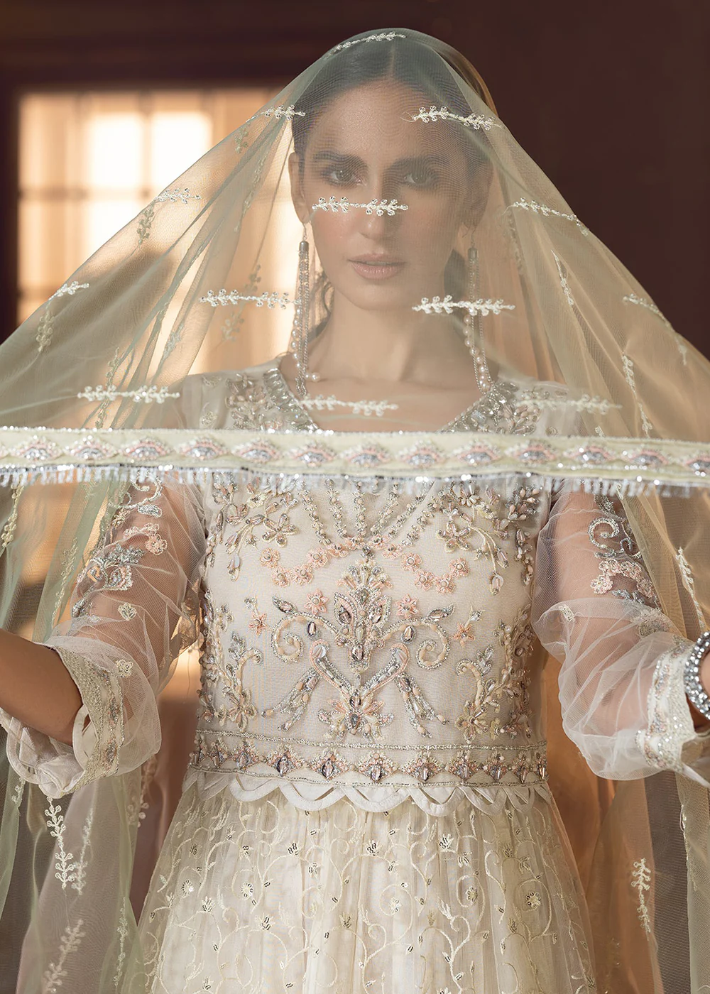 Cream Pakistani Lehenga Suit | Emaan Adeel | Le Festa Formal Edit 7 | LF-710 - Image 2