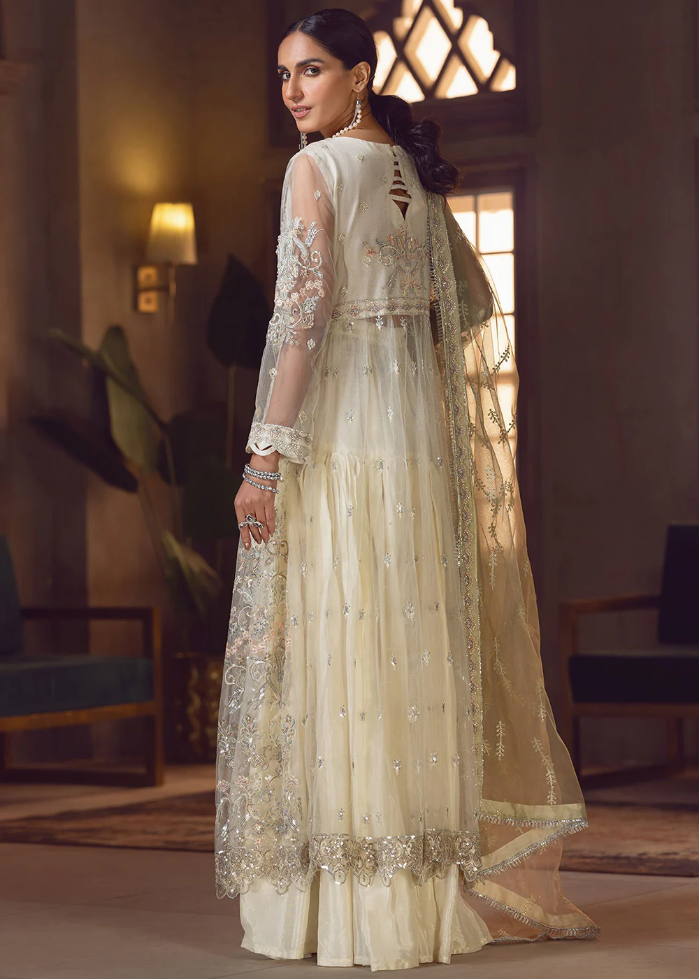 Cream Pakistani Lehenga Suit | Emaan Adeel | Le Festa Formal Edit 7 | LF-710 - Image 3