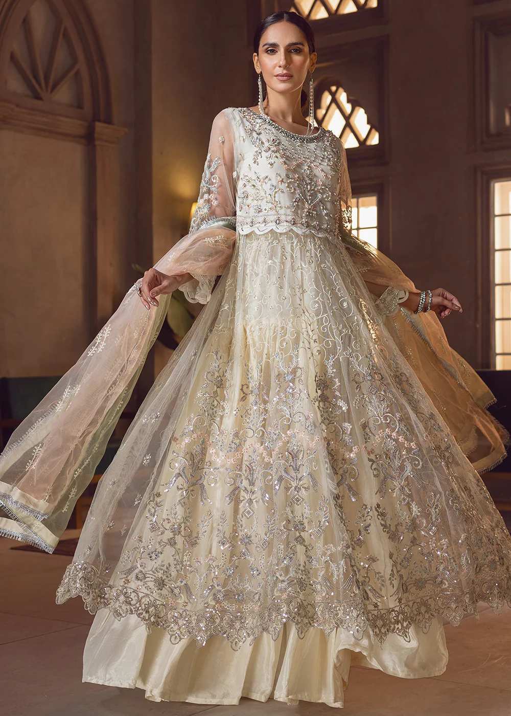 Cream Pakistani Lehenga Suit | Emaan Adeel | Le Festa Formal Edit 7 | LF-710 - Image 4