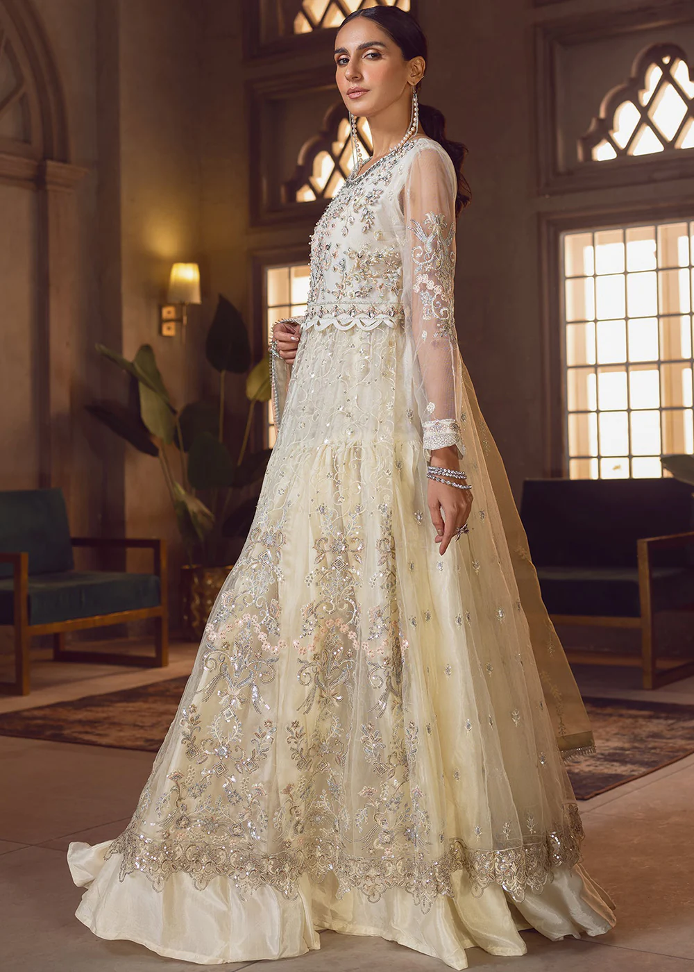 Cream Pakistani Lehenga Suit | Emaan Adeel | Le Festa Formal Edit 7 | LF-710 - Image 5