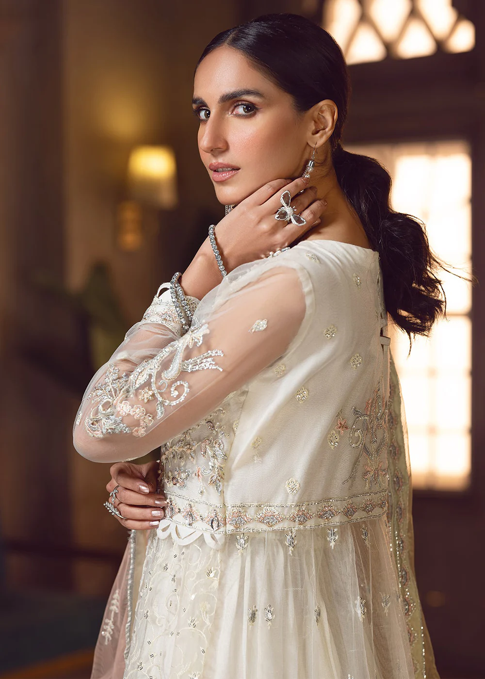Cream Pakistani Lehenga Suit | Emaan Adeel | Le Festa Formal Edit 7 | LF-710 - Image 6