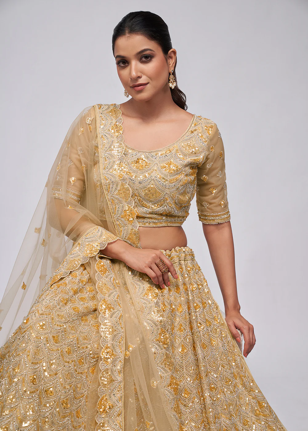 Dazzling Golden Bridal Embroidered Designer Lehenga Choli - Image 2