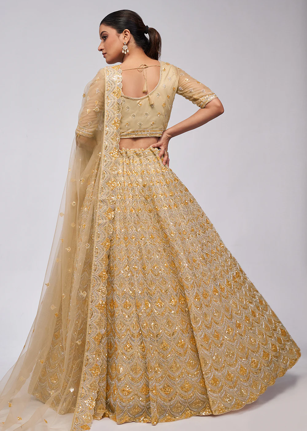 Dazzling Golden Bridal Embroidered Designer Lehenga Choli - Image 3