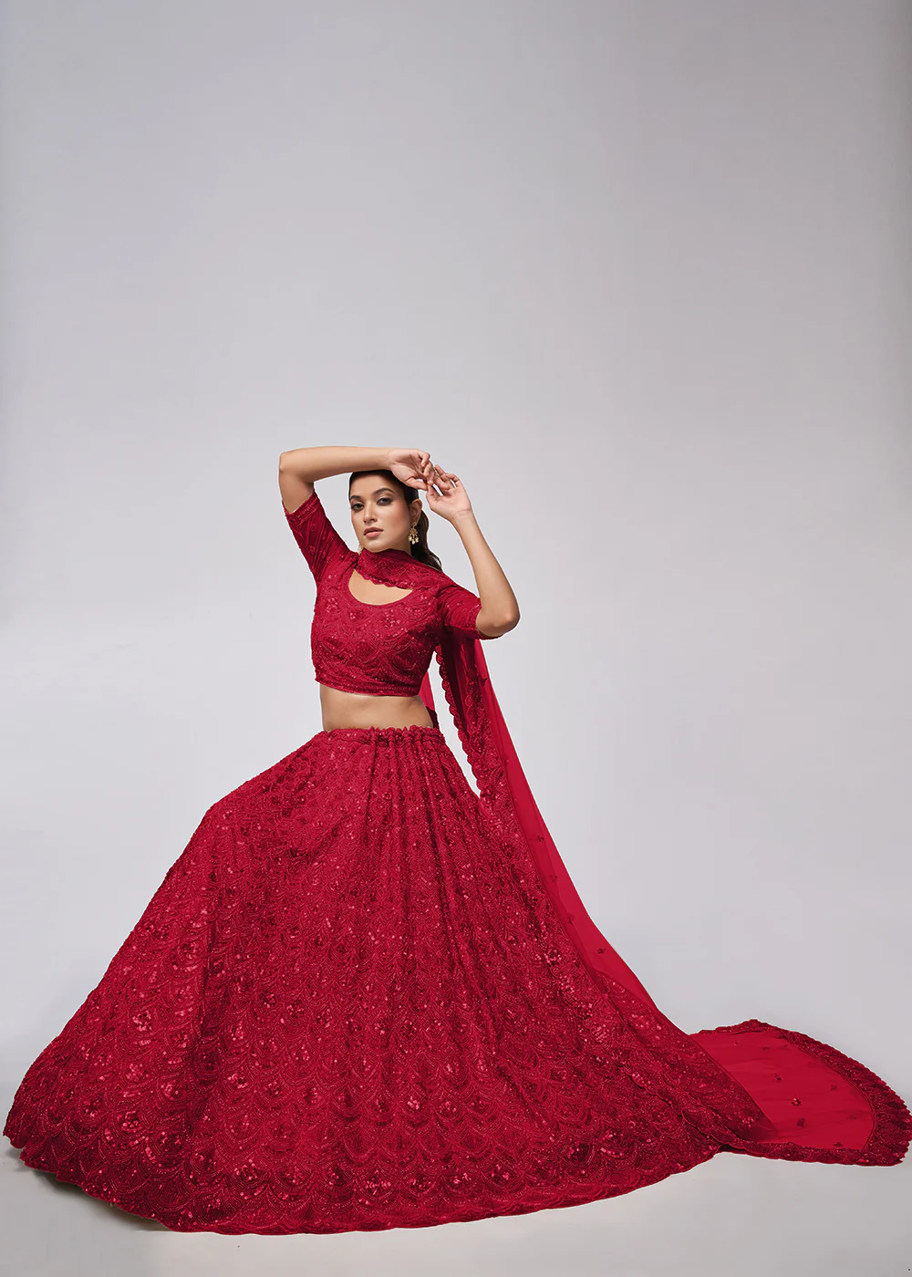 Dazzling Maroon Bridal Embroidered Designer Lehenga Choli - Image 4