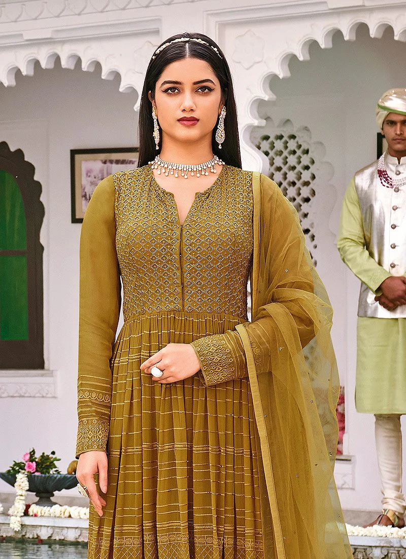 Dazzling Yellow Pure Georgette Embroidered Sharara Suit - Image 2