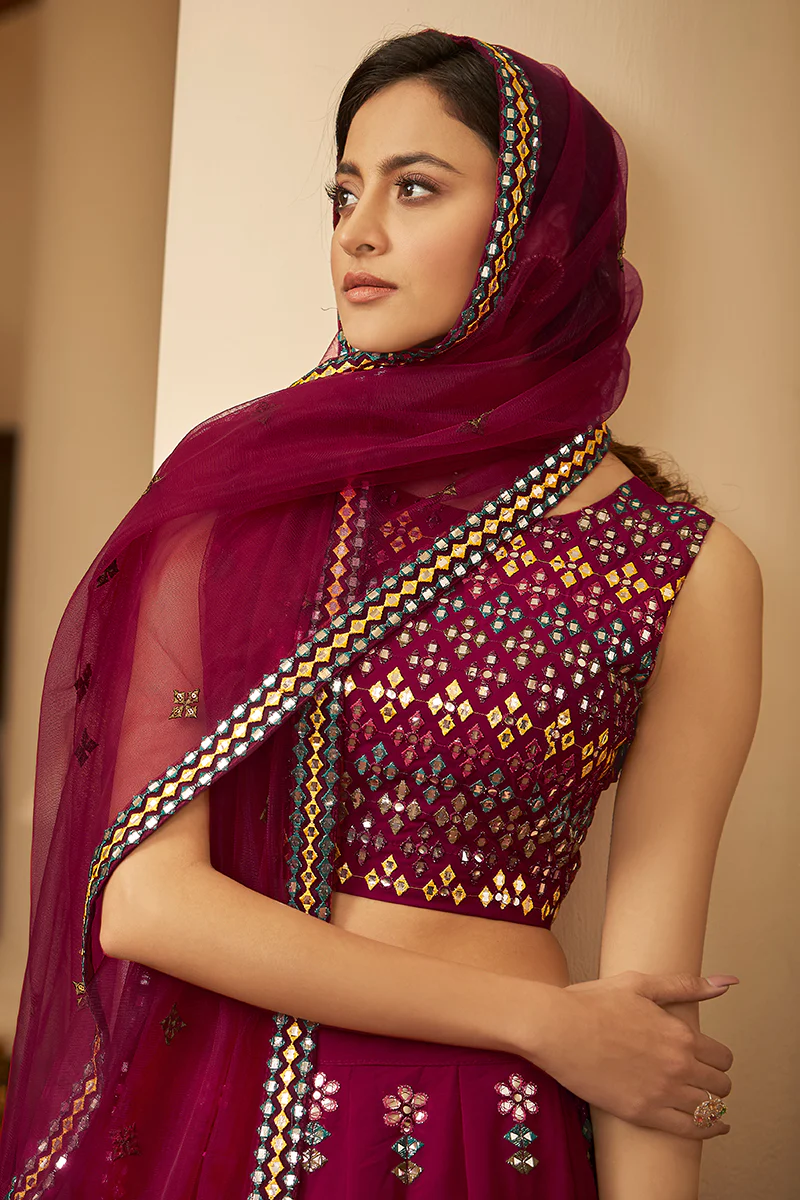 Deep Pink Gotta Patti Embroidered Lehenga Choli - Image 2