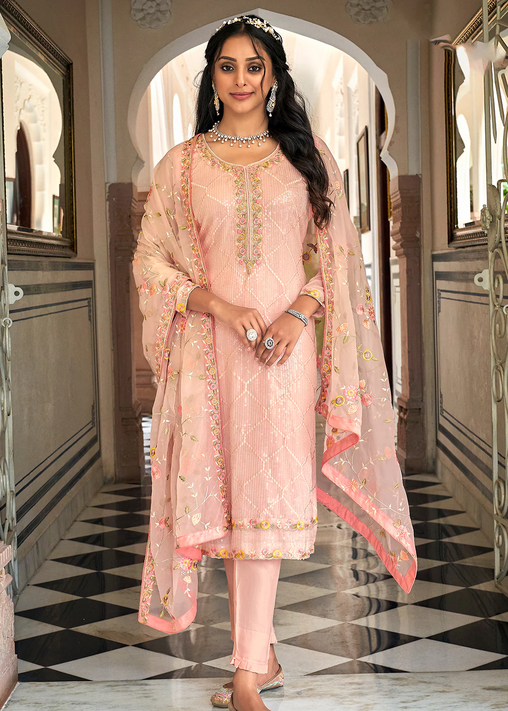 Designer Embroidered Barbie Pink Trendy Salwar Suit - Image 4