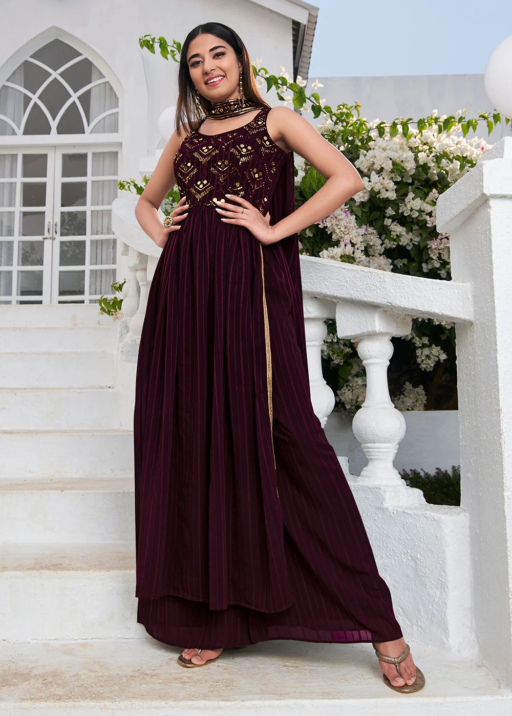 Designer Glorious Purple Party Style Palazzo Salwar Suit