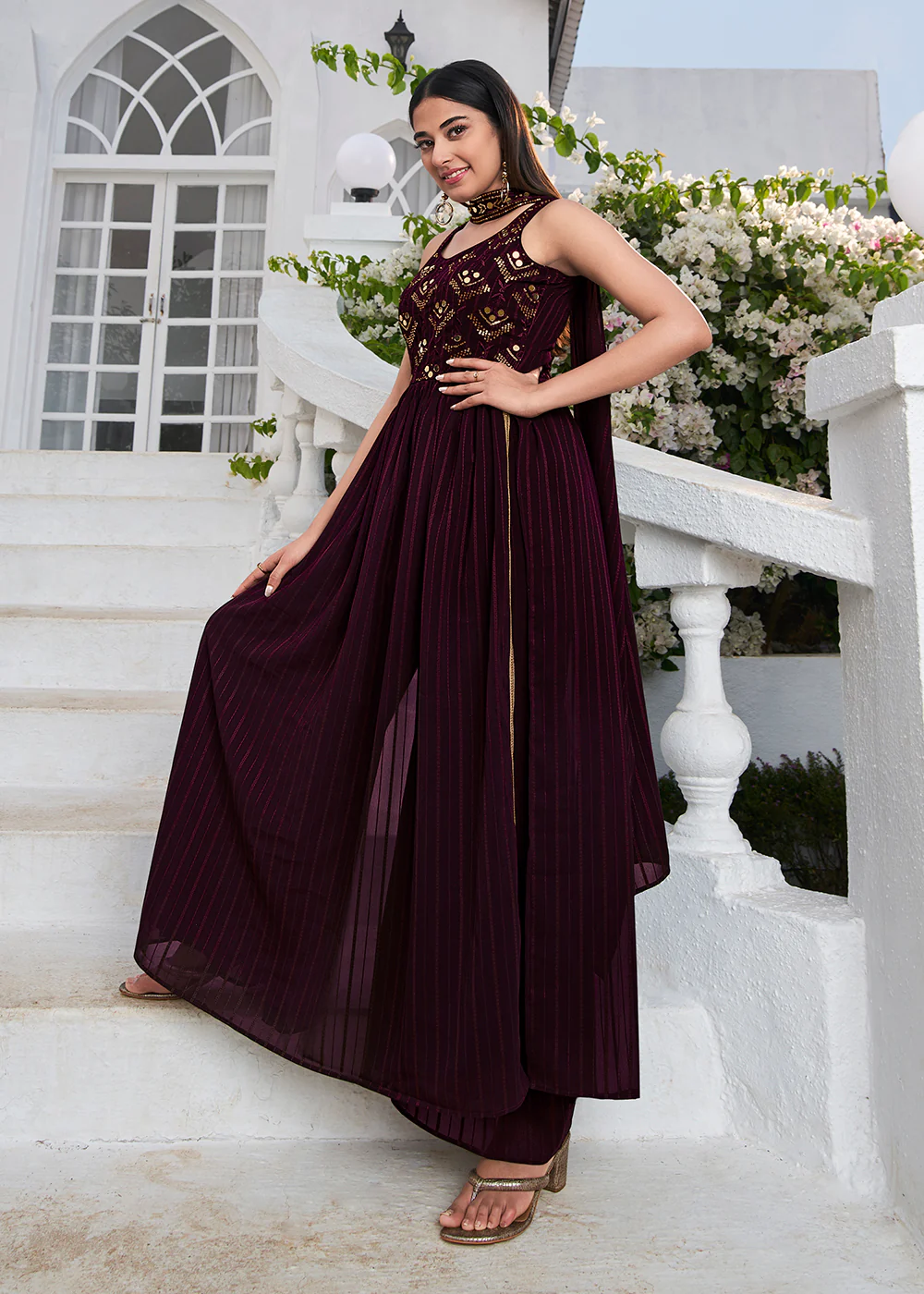 Designer Glorious Purple Party Style Palazzo Salwar Suit - Image 3