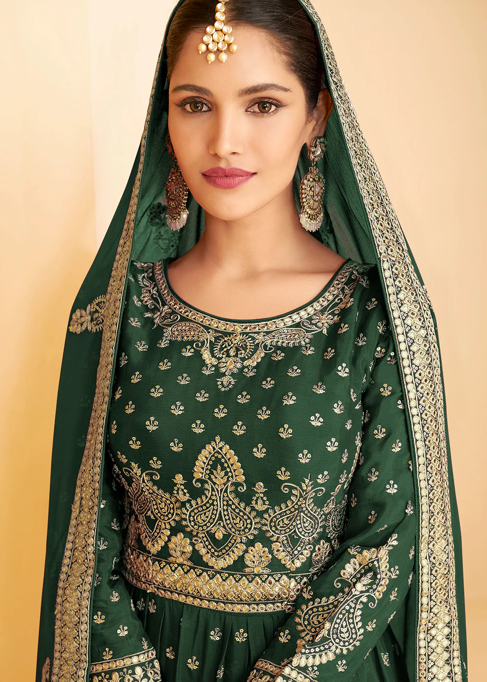 Designer Green Georgette Pakistani Style Sharara Suit - Image 2