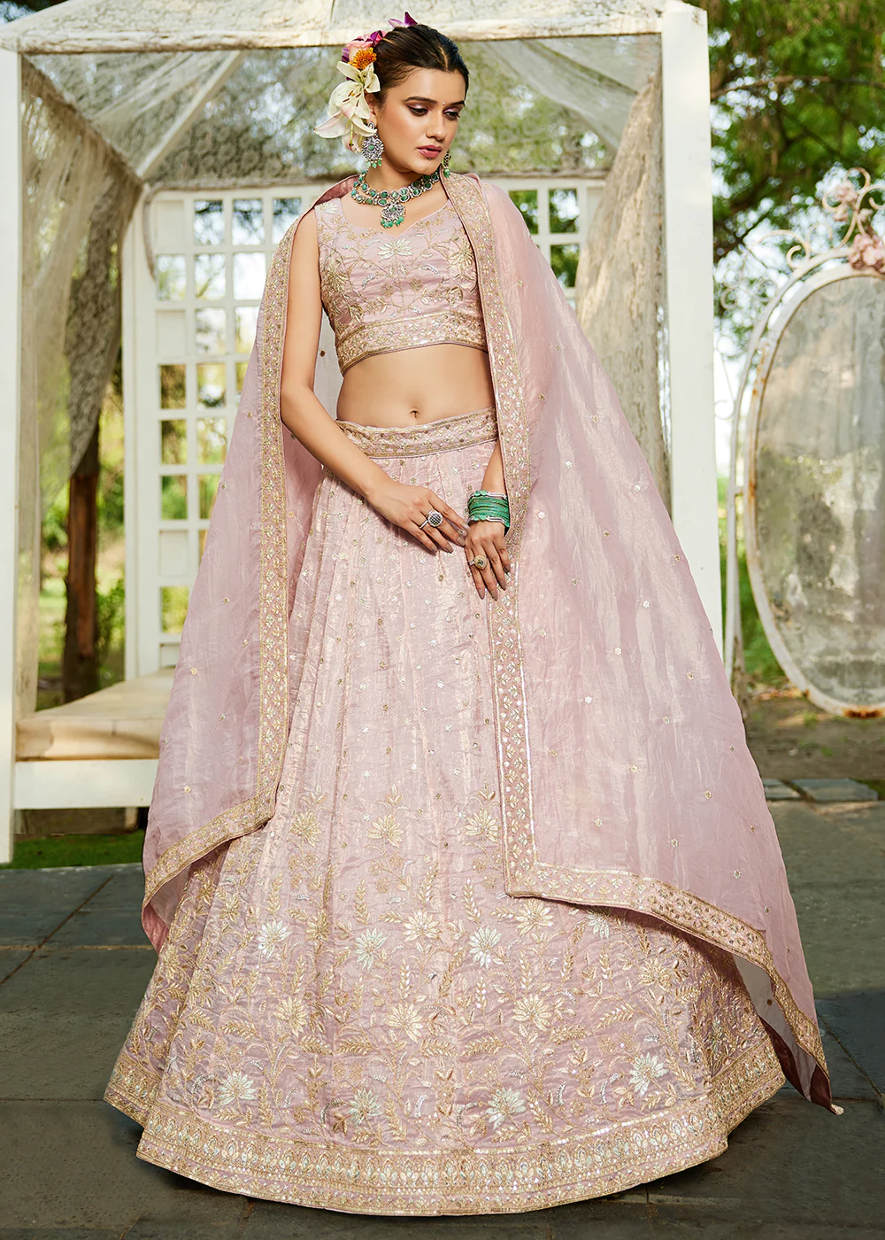 Designer Mauve Heavy Embroidered Bridal Lehenga Choli