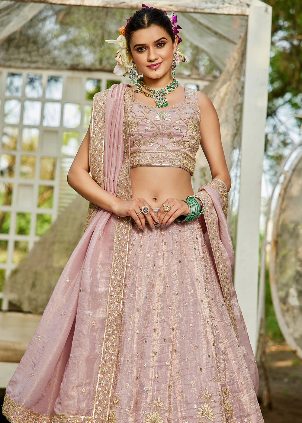 Designer Mauve Heavy Embroidered Bridal Lehenga Choli - Image 2