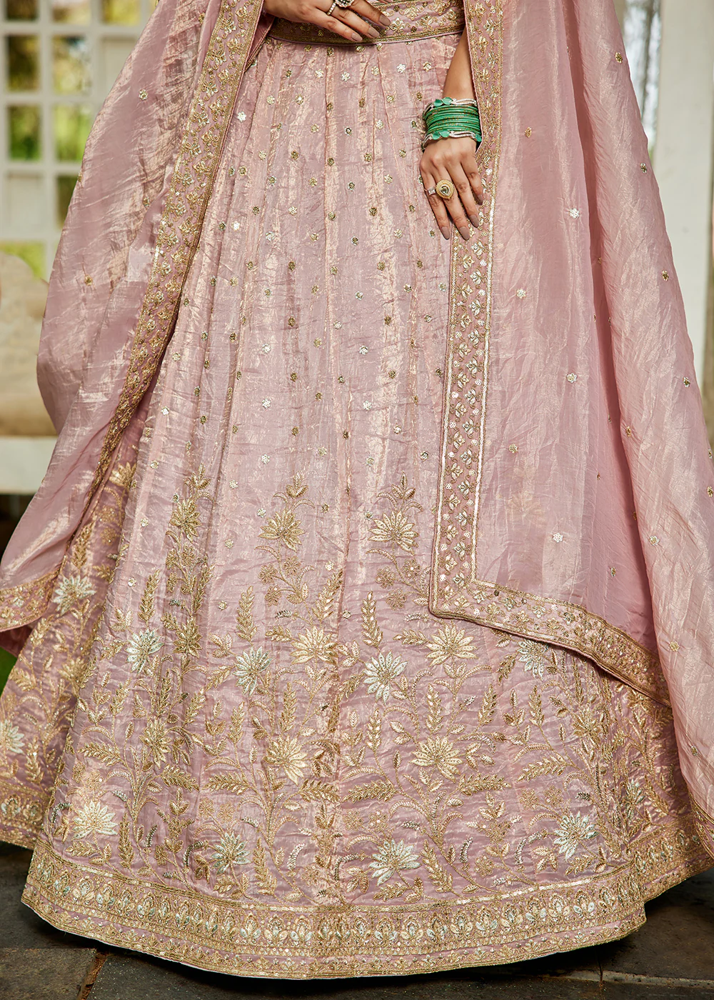 Designer Mauve Heavy Embroidered Bridal Lehenga Choli - Image 6