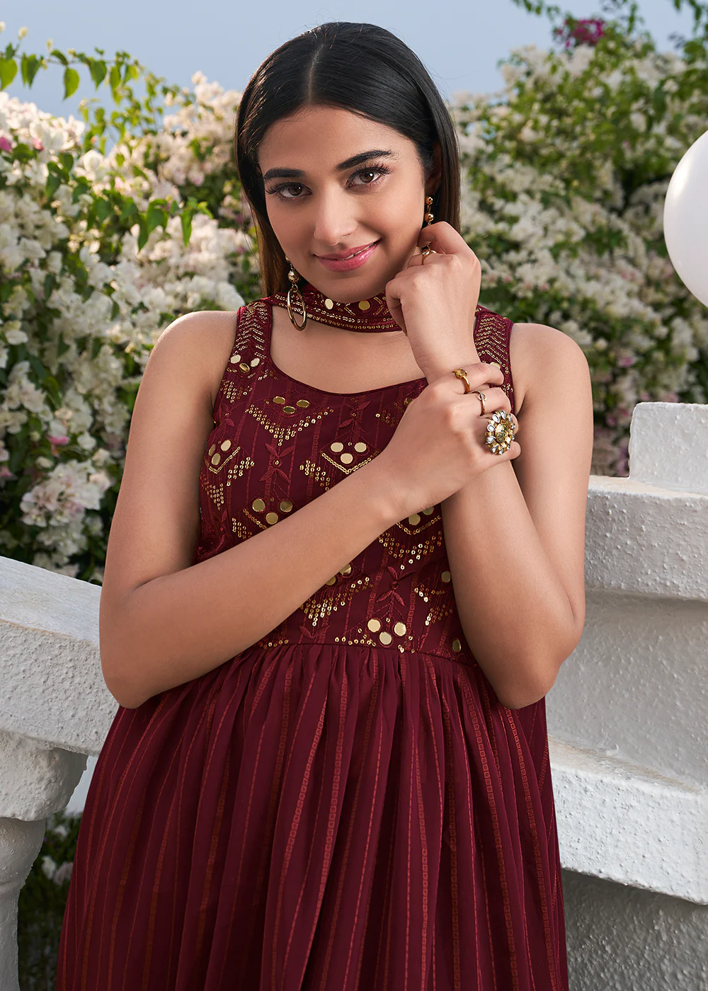 Designer Splendid Maroon Party Style Palazzo Salwar Suit - Image 4