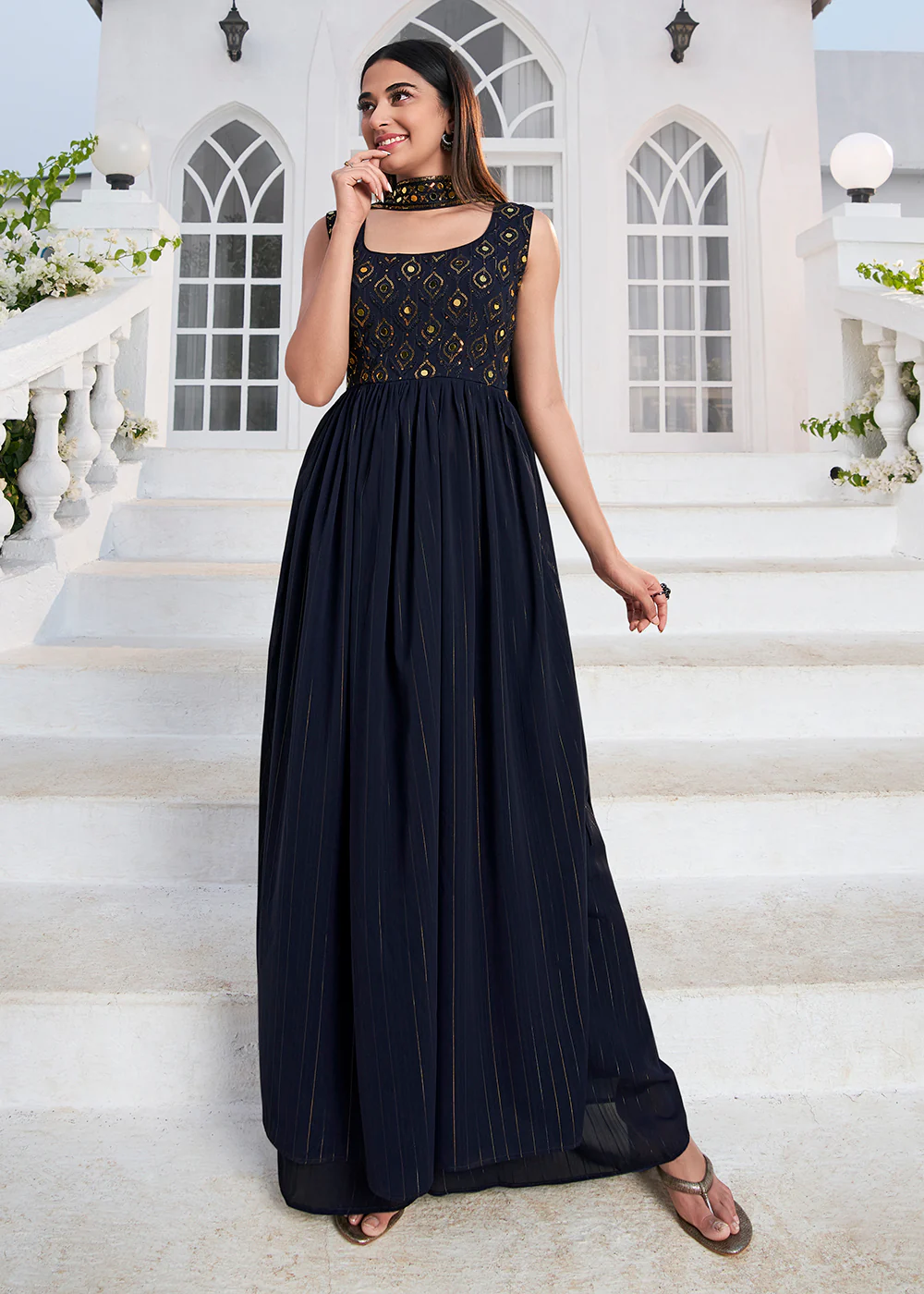 Designer Wonderful Blue Party Style Palazzo Salwar Suit - Image 3