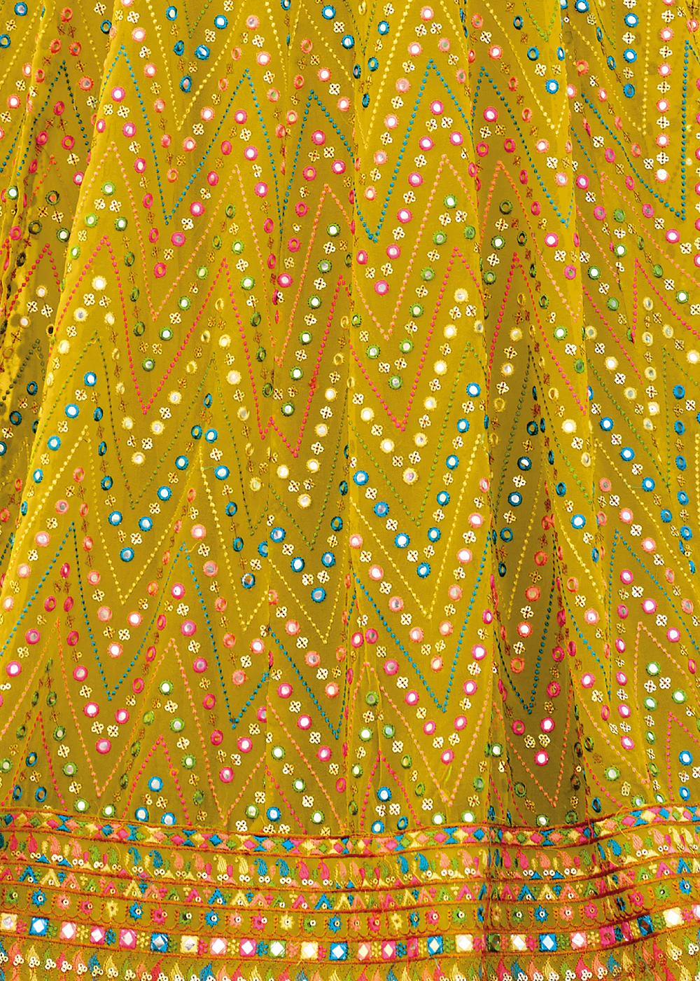 Designer Yellow Embroidered Georgette Anarkali Suit - Image 4
